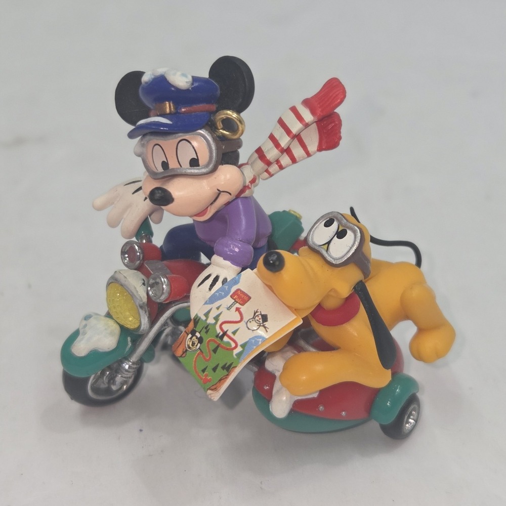 VTG 1996 Enesco Treasury Christmas Ornament Motorcycle Mickey Mouse Pluto...